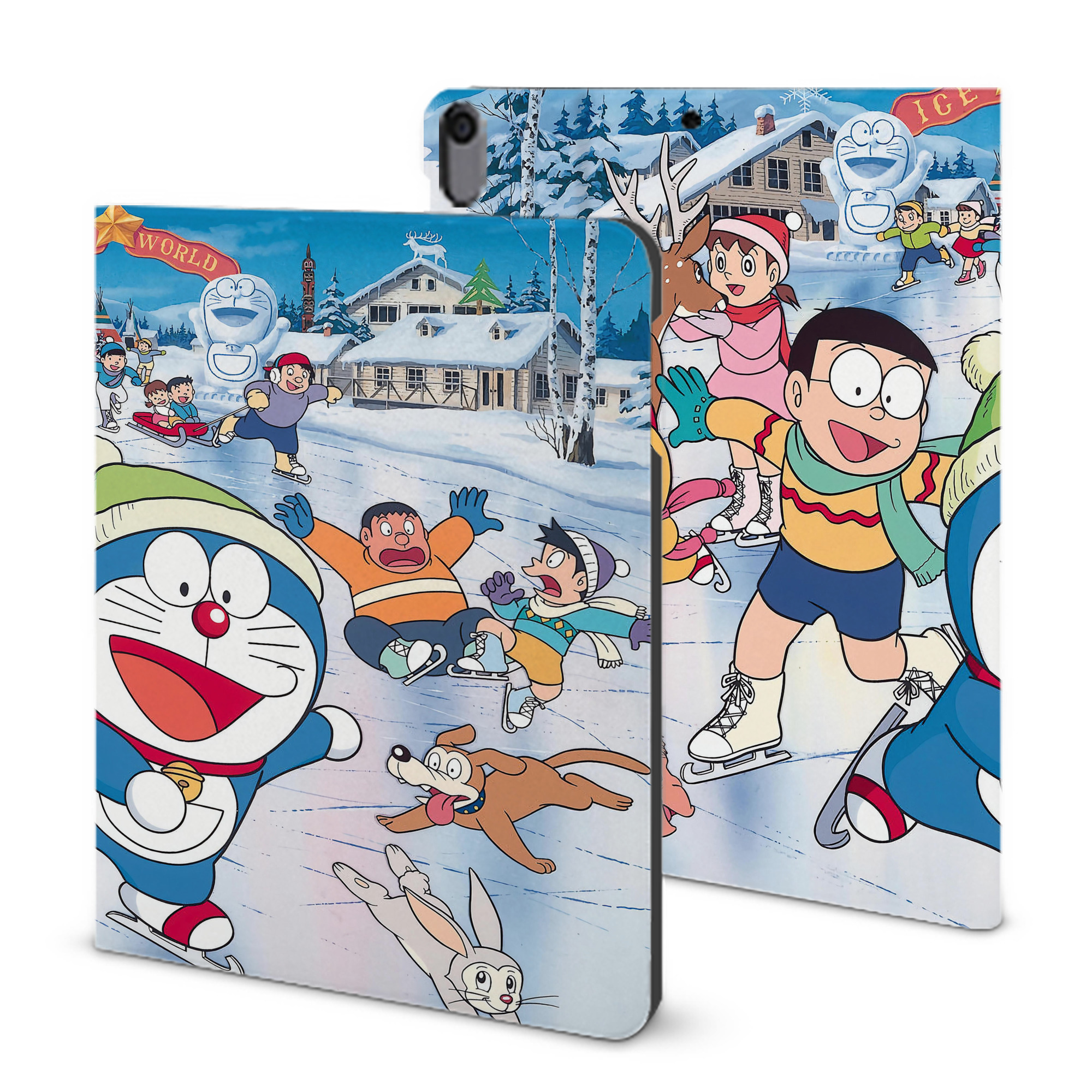 （画像用） ドラえもん Doraemon IPad ケース ブック型 PUレザー TPU 耐衝撃 軽量 薄型 ペン収納なし 全面保護 IPad 各モデル対応